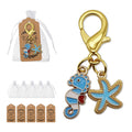 Blue Seahorse Starfish Enamel Dual Charm Keychain Metal Charm view 1