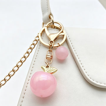 Pink-Led Six-Color Iridescent Apple Keychain Collection