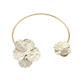 White Flower Torque Collar and Gold Lined Open Cuff view 5