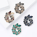 Layered Marquise Crystal Leaf Wreath Brooch in Four Colors view 1