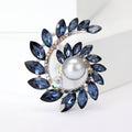 Crystal Leaf Wreath Brooch with Central Pearl for Jackets and Scarves view 2