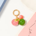 Glitter Fruit Acrylic Bead Keychain Gold Spring Ring Pink Green view 3