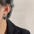 Silver-Tone Hammered Heart Drop Earrings Colored Centers view 4