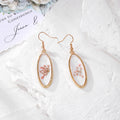 Long Oval Resin Dried Flower Drop Earrings 4 Colorways view 2