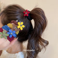 Velvet Flower Rhinestone Scrunchie Hair Ties 4 Colors view 3
