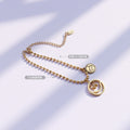 Bead Chain Smiley Good Luck Charm Bracelet Gold and Steel view 2