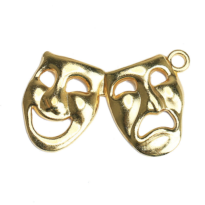 Vintage Double Mask Charm Pendant 44x29mm
