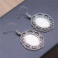 Filigree Oval Bezel Drop Earrings in Two Antique Finishes view 2