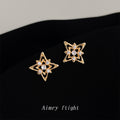 Gold Openwork Starburst Cubic Zirconia Stud Earrings view 1