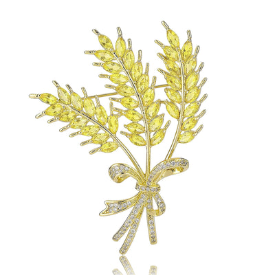 golden wheat sheaf bow brooch group view