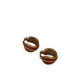 Brown And Gold Gradient Hoop Earrings With Decorative Metal Details view 5