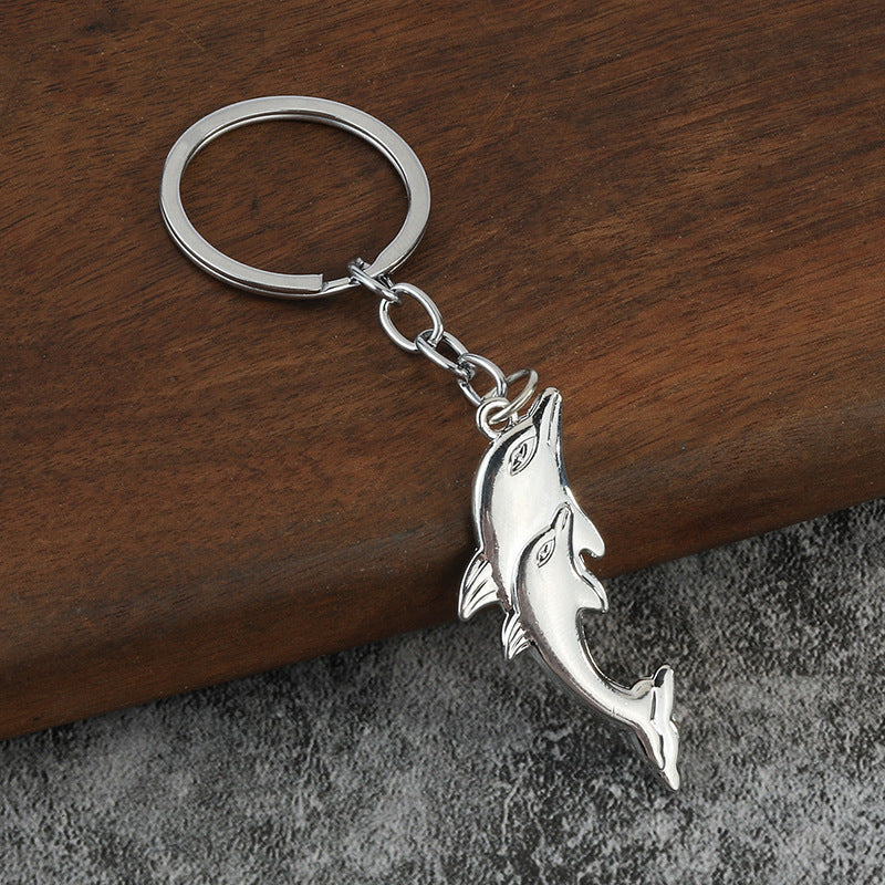 3D Dolphin Alloy Keychain, Ocean Animal Car Key Pendant Gift