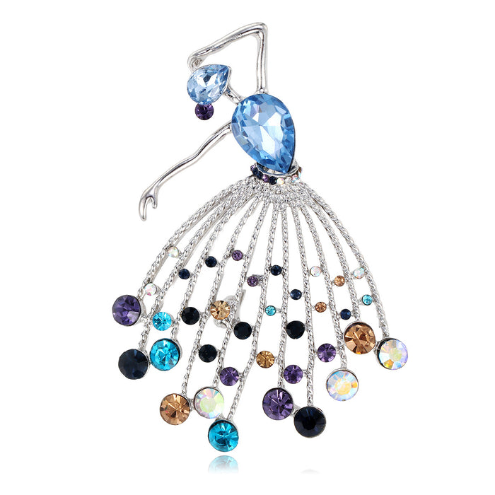 Flower Crystal Two Designs Metal Brooch Pin 6.8 x 4.8 cm