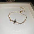 Gold Tone Pink Cross Crystal Slider Bracelet With Extra Gallery Colors view 4