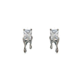 Silver Rectangular Crystal Liquid Melt Drip Stud Earrings view 5
