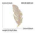 Pave Clear Crystal Feather Brooch Gold Silver Tone Alloy Pin view 4