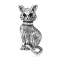 Textured Sitting Cat Brooch in Antique Gold and Silver view 2