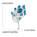 Silver Leaf Glass Teardrop Brooch Rhinestone Feather Pin view 7