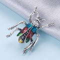 Silver Tone Crystal Beetle Brooch With Colorful Enamel Wings view 2