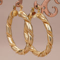 Gold Tube Hoop Earrings Rope Wrap Ribbed Twist Styles view 5