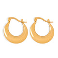 Polished Gold Steel Crescent U-Shape Chunky Hoop Earrings view 5