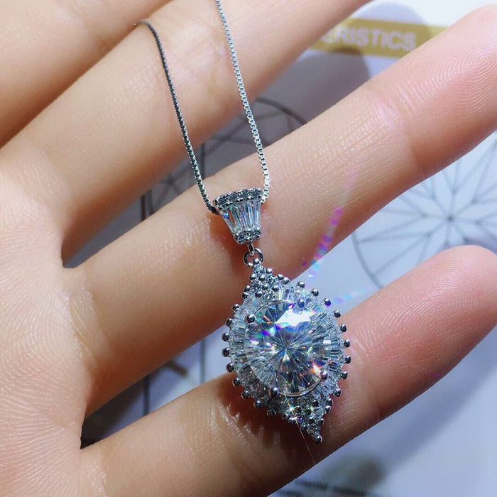 Oval Halo Pendant with Green Red or Clear Stone with Clear Stone Details