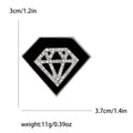 Black Enamel Diamond Outline Brooch in Gold or Silver Tone view 6