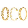 Hollow Link Clasp and Open Twist Bangles Gold Steel view 5