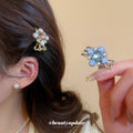 Enamel Feather Rhinestone Flower Duckbill Clips and Mini Claw view 3