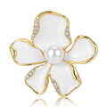 Five Petal Enamel Flower Brooch with Faux Pearl Center view 5