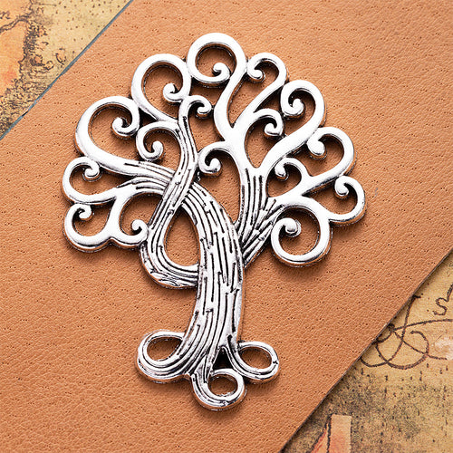 Scroll Branch Tree of Life Metal Charm shown in front detail view