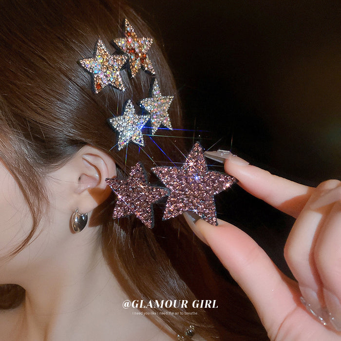 Crystal Star Hair Clips in Silver and Purple Hair Accessory
