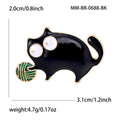 Enamel Cat With Yarn Brooch With Polished Metal And Sculpted Decorative Details view 4