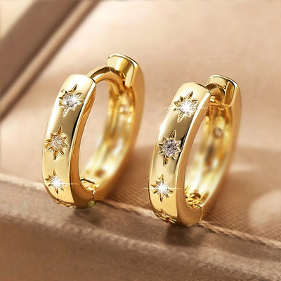 Gold star CZ huggies front view matching main product shot