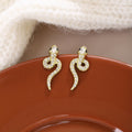Sculpted Gold Snake Crystal Look Long Dangle Stud Earrings view 4