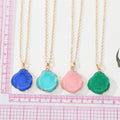 Gold Tone Irregular Druzy Style Resin Pendant Necklaces in Four Colors view 3