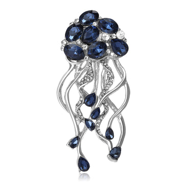 Crystal Jellyfish Brooch With Flowing Tentacles in Four Colors
