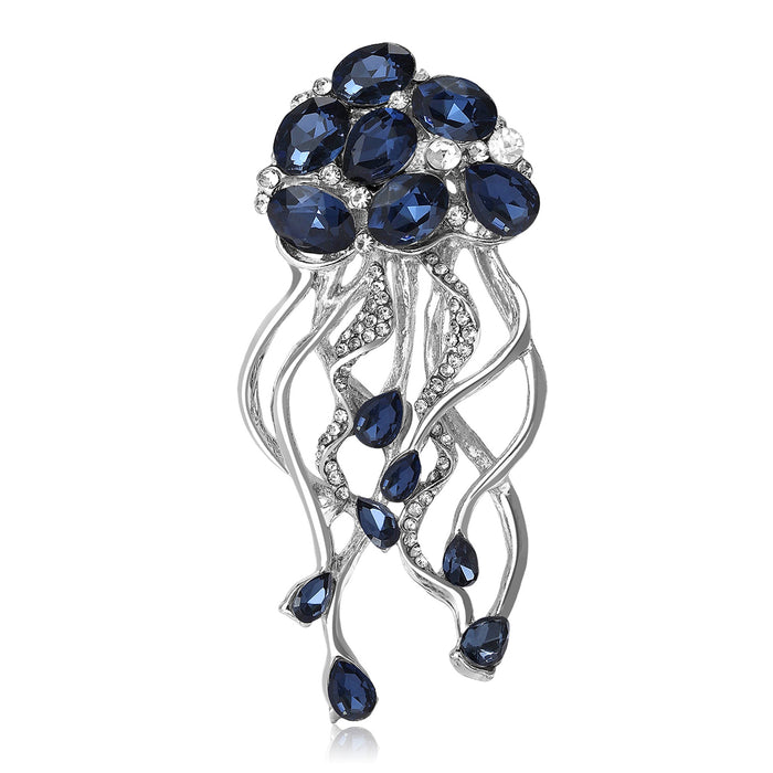 Crystal Jellyfish Brooch With Flowing Tentacles in Four Colors