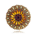 Orange Brown Sunflower Crystal Metal Brooch Pin for Jackets and Lapels view 1