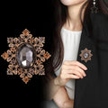 Brown Black Flower Crystal Metal Brooch Pin for Jackets and Lapels view 4