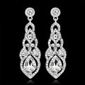 Silver Tone Teardrop Crystal Tassel Tassel Crystal Four Designs Metal Dangle Earrings view 2