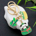 Panda Rice Dumpling and Bamboo Enamel Keychains, 2 Styles view 1
