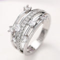 Silver Crossed Multi Band Pave CZ Finger Ring Sizes 6-10 view 1