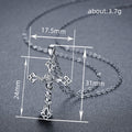 Silver Rose Thorn Cross Pendant Necklace Link Chain view 4