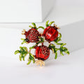 Red Pomegranate Cluster Brooch in Gold or Silver Tone view 4