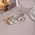 Two Tone Flower Crystal Look Statement Stud Earrings view 4