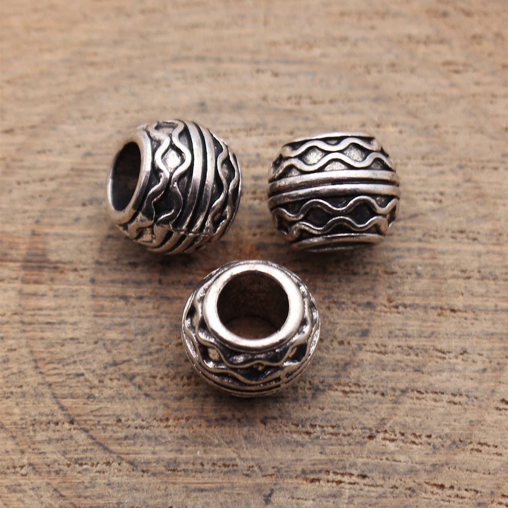10x10x8.2mm 2g Multicolor Zinc Alloy Wave Texture Large Hole Spacer Beads for Bracelet Jewelry Making
