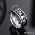 Steel Tone Claddagh Heart Hands Crown Band Celtic Knot Ring view 4