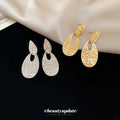 Gold And Silver Tone Openwork Leaf Drop Stud Earrings view 4