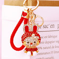 Jeweled Cute Rabbit Keychains in Four Colors with Matching Braided Loops view 10
